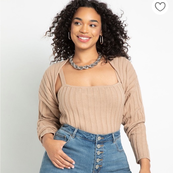Eloquii Sweater Camisole with Bolero Sweater Sleeves - Picture 1 of 5